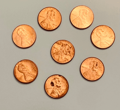 Eight pennies
